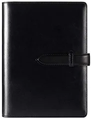 【RIHUA】 システム手帳 A5 ノート 6穴リング メモ帳 リフィル付き スケジュール帳 カード収納 革 a5システム手帳 手帳カバー ビジネス手帳 オフィス用品 (ブラック)p 11a59f09