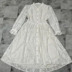 【未使用品】axes famme フィッシュテール 総レース ワンピース FREEサイズ ホワイト 白色 ロング ポリエステル シャーリング インナー付