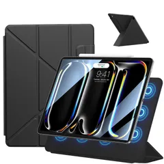 Y折スタンド 角度調整可能 Pencilホルダー付き 横置＆縦置 iPad iPad Pro Pro ケース ケース 11インチ 11インチ 軽量 強力マグネット吸着式 オートスリープ/ウェイク対応 第4/3/2世代(2022/2021/2020)に適用 (ブ