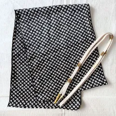 【一点もの】帯揚げ・帯締めセット 黒絞り×白 静かな個性を引き立てる和装小物