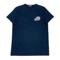 正規品認証済 モンクレール MONCLER Tシャツ ネイビー ダブルワッペン