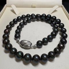 照り抜群✨ジュエリーマキ 黒真珠 約8.3-9.3mm 本真珠ネックレス SV