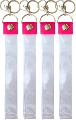 あらららいタイソン 銀 テープ キー ホルダー 推し活 ストラップ 簡単 収納 カバー 保管 ケース 4個 防水 ライブ 記念品 (ピンク)