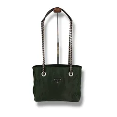 プラダ　PRADA ミニトートバッグ　チェーンショルダーバッグ　テスートナイロン　カーキ　グリーン　トライアングルロゴ