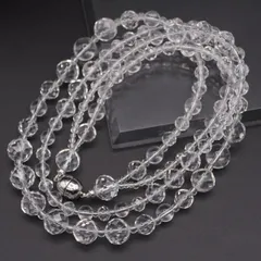 R448 水晶 ネックレス 2連 デザインカット シルバーカラー