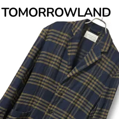 TOMRROWLAND  トゥモローランド ネイビー チェック柄 メンズ アウター 長袖 ジャケット ロングコート ステンカラーコート コットン100% カジュアル 大人カジュアル ブリティッシュ 春アウター【Sサイズ】0000006TNK
