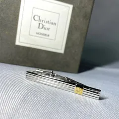 美品 Dior ディオール ブランドロゴ ストライプライン ヴィンテージ ネクタイピン タイピン タイバー ゴールド＆シルバー ケースあり