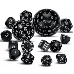 【在庫セール】ダイス サイコロ セット 100面ダイス dice 多面体 ダイスセット ブラック 100面 24面 20面 12面 10面 8面 6面 4面 チンチロ さいころ ホワイト数字入り テーブルゲーム用 Nomadra