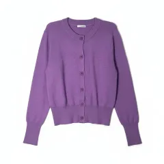 구55/55 66 ディアイゼル ラウンドネック カーディガン PURPLE パープル