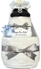 KanonBabys おむつケーキ 男の子 オーガニック 出産祝い 2段 Sサイズ con3001 [ご出産祝い・新生児用にオススメおむつサイズＳ]