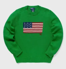 新品 ポロ ラルフローレン 星条旗 ニット グリーン XL