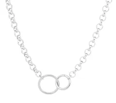[AREUM] ネックレス リング 二重サークル ダブルリング 丸形チェーン シルバー ステンレス 調整可能 