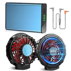 ファンバッテリーセット【冷却ブレート付き＆30V超強力＆40000mAh大容量】空調作業服 バッテリー ペルチェ素子式 ファン付きベスト用 バッテリーセット 5段階風量調整 PSE認証済 扇風機付き作業着 90mm服穴径対応 暑さ対策CH