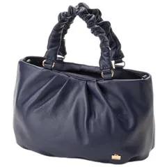 新品 [ラバガジェリー] シープレザー ギャザーハンドル2wayラウンドトートバッグ B008401 ネイビー(66)