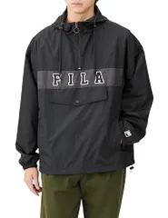 新品 [フィラ] ジャケット マウンテンパーカー アノラック フード付き メンズ レディース 選べる2タイプ ロゴ刺繍 ドロップショルダー フードアノラック スポーツウェア fh8161ブラック