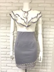 739 dazzy store デイジーストア キャバクラ ドレス ミニ レース リボン ストーン パール タイト キャバドレス M