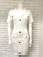 746 dazzy store デイジーストア キャバクラ ドレス ミニ ニット ゴールドボタン タイト キャバドレス F