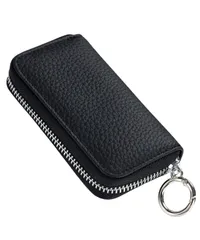 [Lunenon Soleil] キーケース メンズ 鍵ケース 本革 鍵ホルダー コンパクト レザー 6連フック カード収納付 スマートキー対応 鍵収納 車 多機能 バイク用 鍵入れ カラビナ付 人気 ギフト ミニ (ブラック) [ブラック]