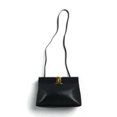 Salvatore Ferragamo 2WAY ショルダーバッグ クラッチバッグ ヴァラ リボン ブラック レザー D210588