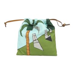 未使用級 LOEWE ロエベ 巾着 ポーチ イースター島 ヤシの木 モアイ像 
