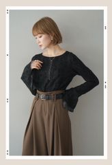 新作　ダブルカットジャガードシアーフレアトップス　frene