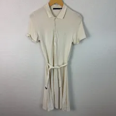Ralph Lauren ラルフローレン 半袖ポロワンピース ロゴ刺繍 ベージュ Mサイズ レディース 古着 シンプル クラシック