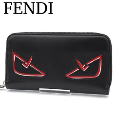 【美品】FENDI 7M0210 バグズアイ 長財布 ラウンドファスナー 黒色