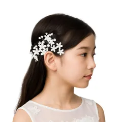 ヘアアクセサリー 子供 髪飾り 花 リボン ヘアピン キッズ 女の子 発表会 結婚式 入学式 卒業式 おしゃれ 可愛い (リボン・ホワイトフラワー) [リボン・ホワイトフラワー]