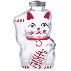 ビンテージ瓶、クリア招き猫、美品、即購入OK、すぐに匿名発送いたし