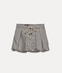 新品 ZARA バルーン チェック スカート M スカート タグ ZARA バレエコア