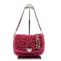 極美品 ANTEPRIMA アンテプリマ ルッケット 2way ショルダーバッグ フクシアピンク ワイヤー パーティバッグ 冠婚葬祭 チェーン レディース