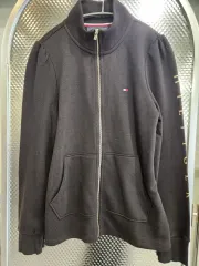 トミーヒルフィガー ブラック 起毛 ジップアップ ジャケット