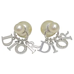 Christian Dior クリスチャンディオール Dior Tribales ロゴ パール ピアス メタル クリスタル レディース