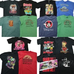 古着卸 まとめ売り キャラクター 半袖Tシャツ 15枚セット (メンズ XL ) ドラゴンボール ナルト ベティちゃん ディズニー 中古 古着 ND9854