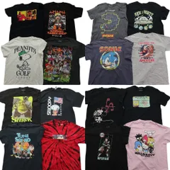 古着卸 まとめ売り キャラクター 半袖Tシャツ 16枚セット (メンズ L ) ナルト 鬼滅の刃 サンリオ ディズニー スヌーピー 中古 古着 ND9879
