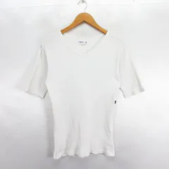 アニエスベーオム Agnes b. homme Tシャツ カットソー 半袖 Vネック リブ コットン 1 ホワイト ※EKM