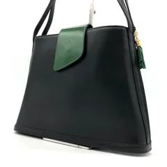 中澤鞄 NAKAZAWA レザー トートバッグ ショルダー 黒 ブラック 緑 中古