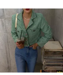 チェック クロップドジャケット