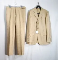Gianni Versace ジャンニヴェルサーチ リネン製ドレススーツ 総柄 サンドベージュ ヴィンテージ size52 未使用