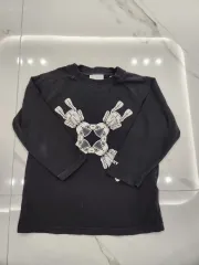 バーバリー ブラック プリンティング 長袖 Tシャツ 4Y