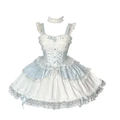 【在庫処分】ネックレス ミニ 編みこみ ゴシック風 レース お姫様 ジャンパースカート 可愛い 森ガール リボン レース ゴスロリ 森ガール ワンピース アニメ JSK ハロウィン ロリータ 学園祭