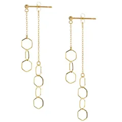 新品 【公式】[ヴイエー ヴァンドーム青山]ピアス K10イエローゴールド 幾何学 ロングモダン GJVA0225 YG