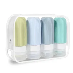 【新品】 【2025年トラベル雑誌掲載】旅行用トラベルボトル シャンプーボトル 旅行 便利グッズ 携帯用詰め替え容器 TSA承認 BPAフリー 漏れ防止 柔軟なシリコン製 クリアポーチ付き(ミントグリーン, 60ml) 1