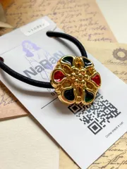 552≫レトロボタンのヘアゴム