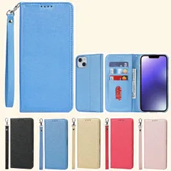 手帳型 ケース ケース for iPhone14 case for for iPhone 14 14 手帳 財布型ストラップ付き 14 明るい色 PU皮革 内蔵マグネット iPhone 携帯カバー カードポケット スタンド機能 アイフォン 便利 ブルー