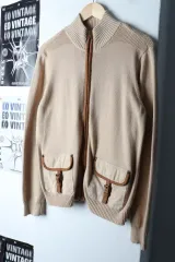 W(L-XL) ポロ ラルフローレン ニット カーディガン ポケット ベージュ ノームコア-1753D