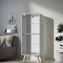 新品 オーエスジェイ(OSJ)コレクションケース フィギュアケース ガラスケース キャビネット 4段 幅36*奥行26*高さ89CM 高さ調節可能 背面ミラー ホワイト