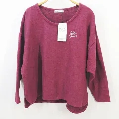 ロデオクラウンズワイドボウル RODEO CROWNS WIDE BOWL RCWB 長袖 プルオーバー カットソー F ピンク系 ロゴ 厚手 ワンポイント ストレッチ タグ付き