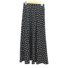B&Y ユナイテッドアローズ BEAUTY&YOUTH ビューティー&ユース フレアスカート ロング丈 S 黒系 ブラック ドット柄 薄手 裏地付き
