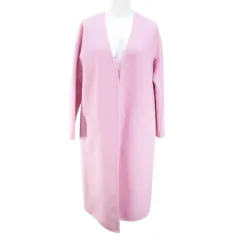 セルフォード CELFORD ロング丈 ノーカラーコート 前開き F ピンク系 ポケット 毛 ウール 無地